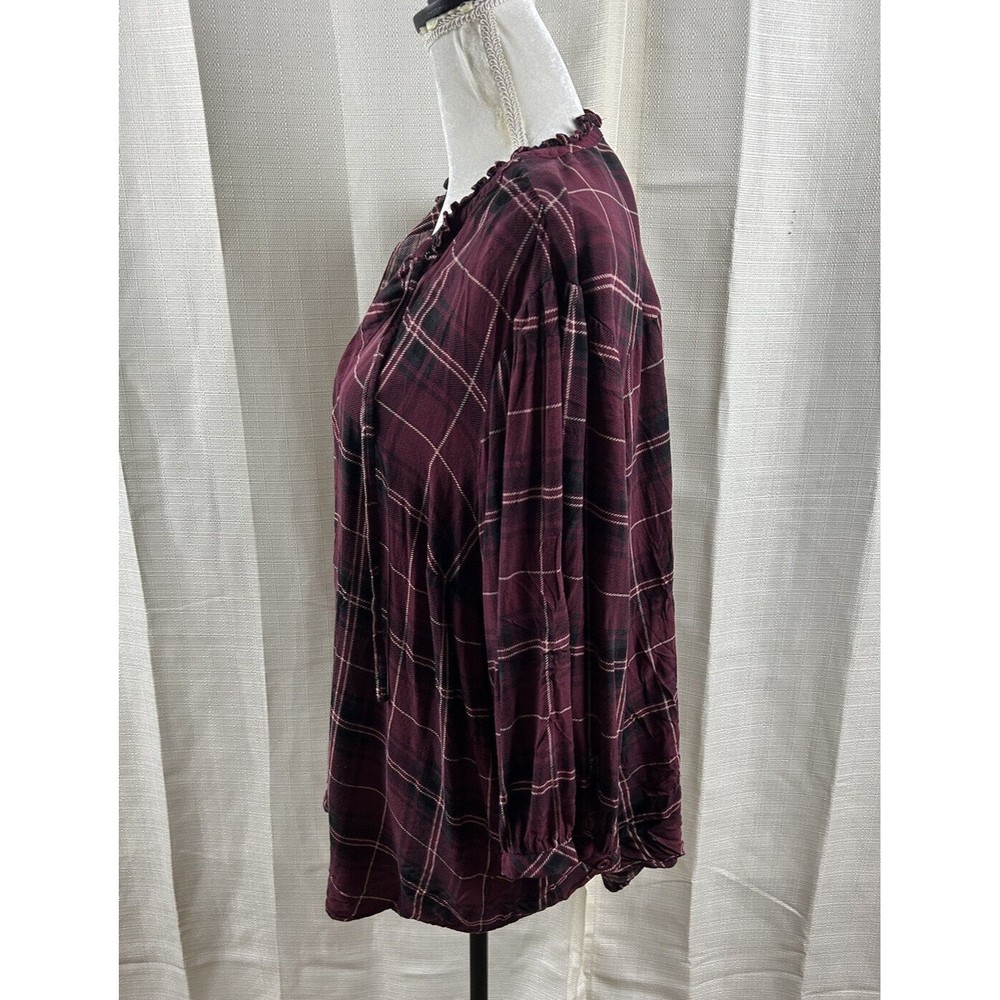Torrid Rayon Twill Tie Neck Plaid Peasant Top Womens Plus Size 3X - Picture 8 of 14